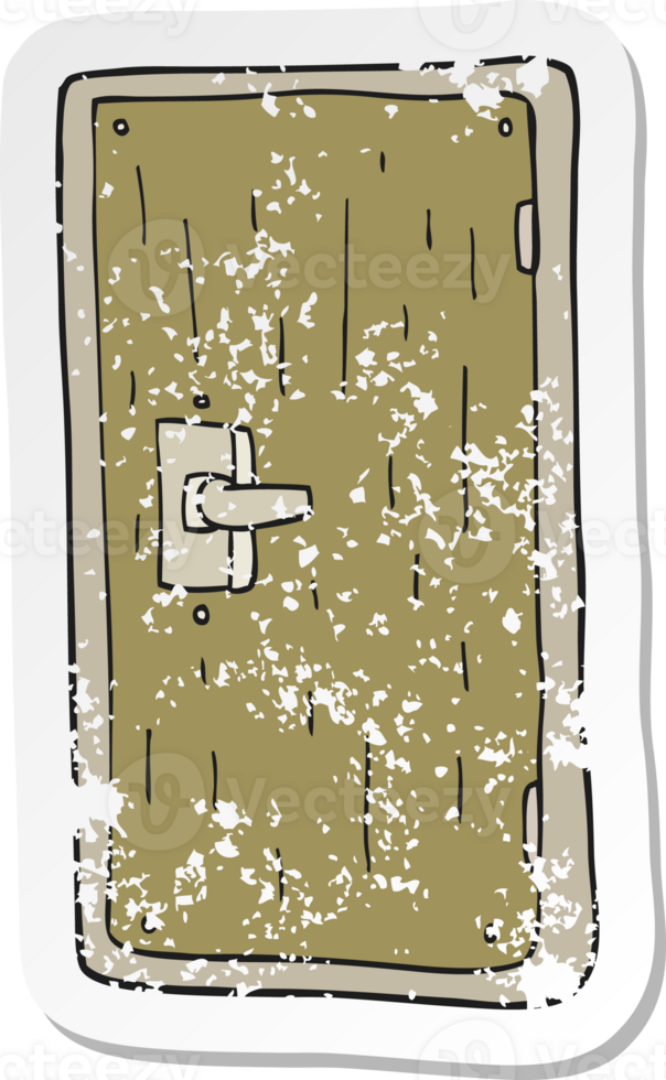 retro distressed sticker of a cartoon door png