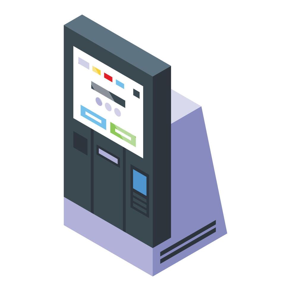 Monitor self service icon isometric vector. Check monitor vector