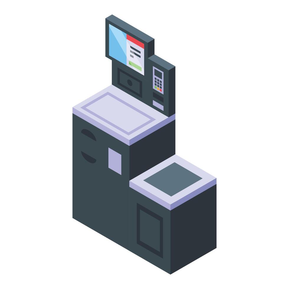 Touch monitor service icon isometric vector. Counter store vector