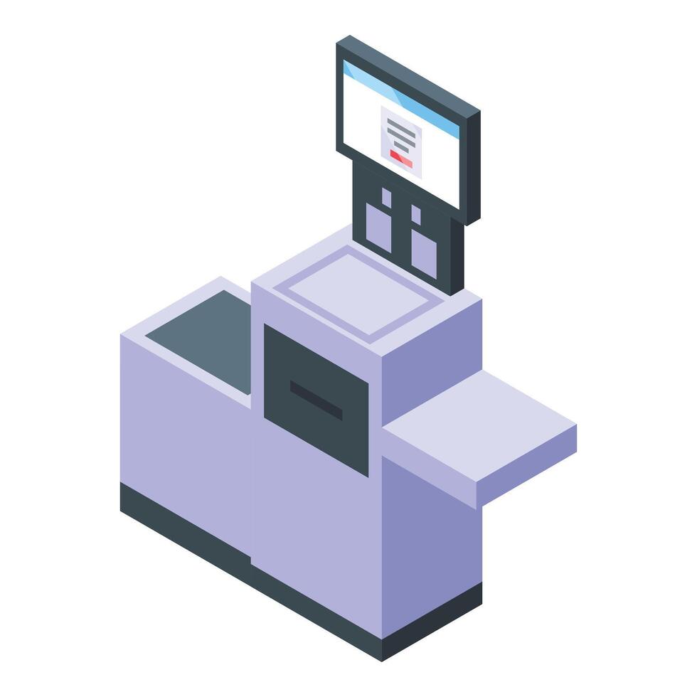 Monitor self service icon isometric vector. Payment scanner vector