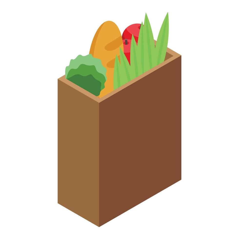Grocery paper bag icon isometric vector. Store monitor touch vector
