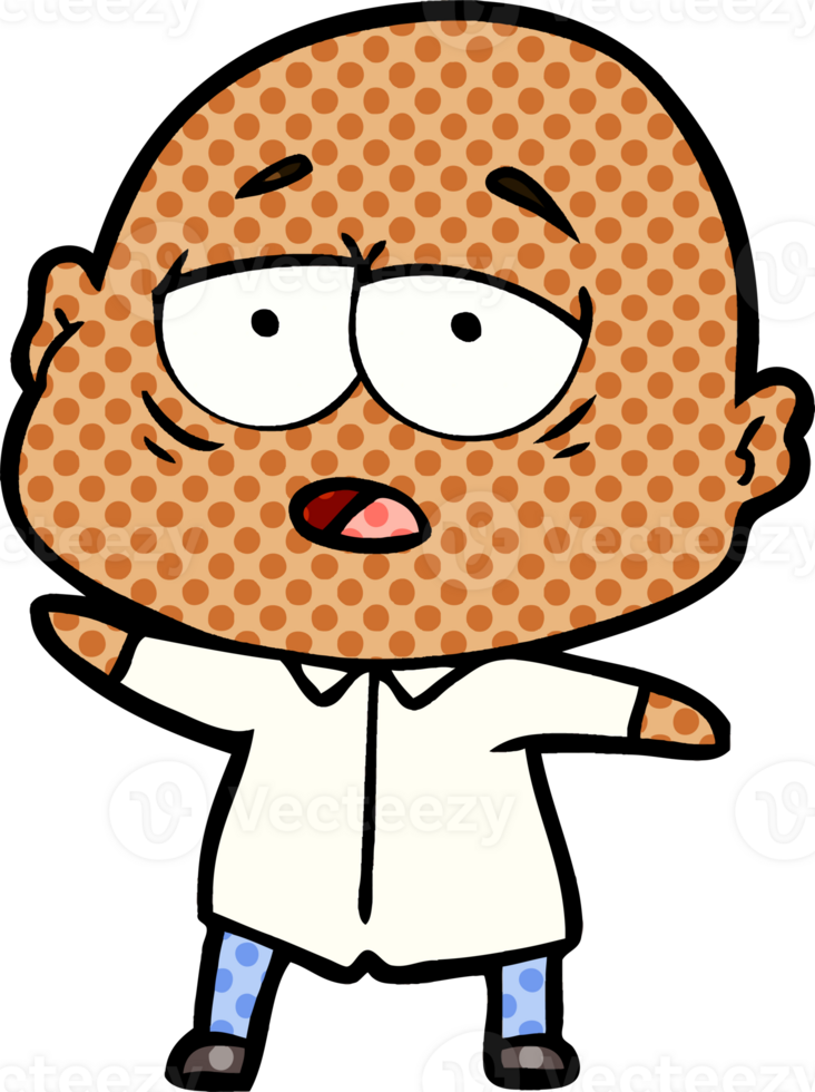cartoon tired bald man png