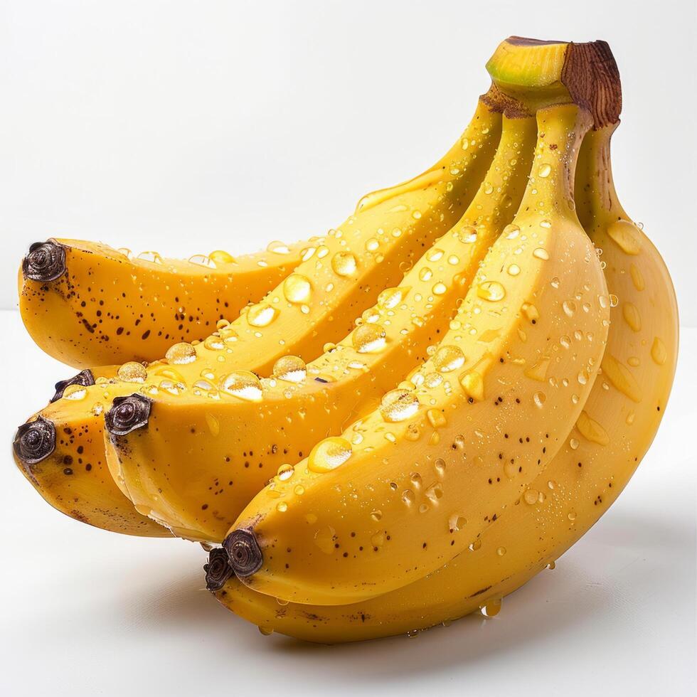 AI generated Ripe Bananas With Water Droplets photo