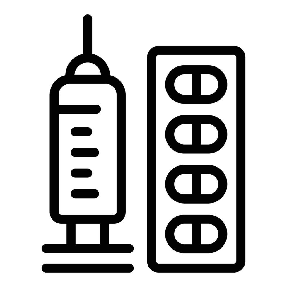 Medical syringe pills icon outline vector. Visit doctor vector