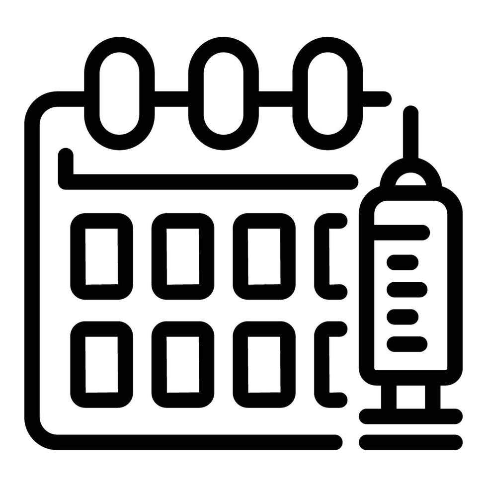 Calendar injection icon outline vector. Medical care vector