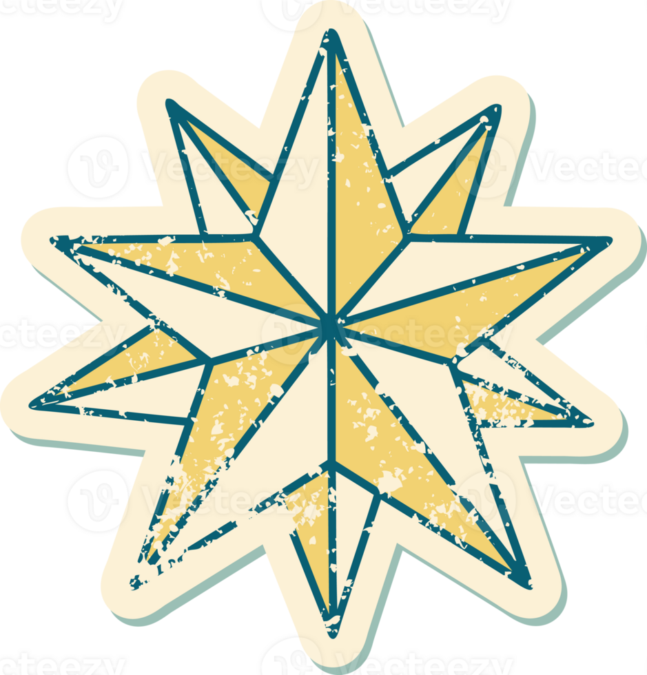 iconic distressed sticker tattoo style image of a star png