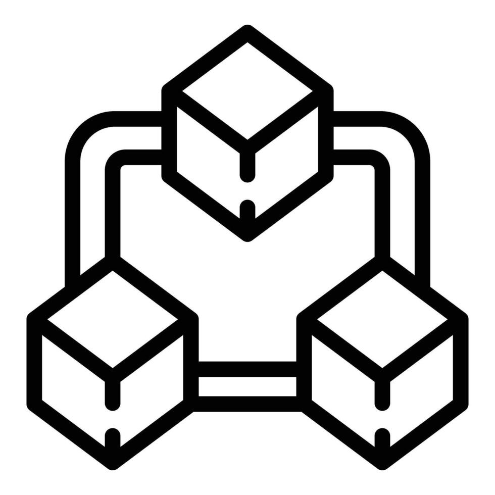 Blockchain icon outline vector. Decentralized digital ledger vector