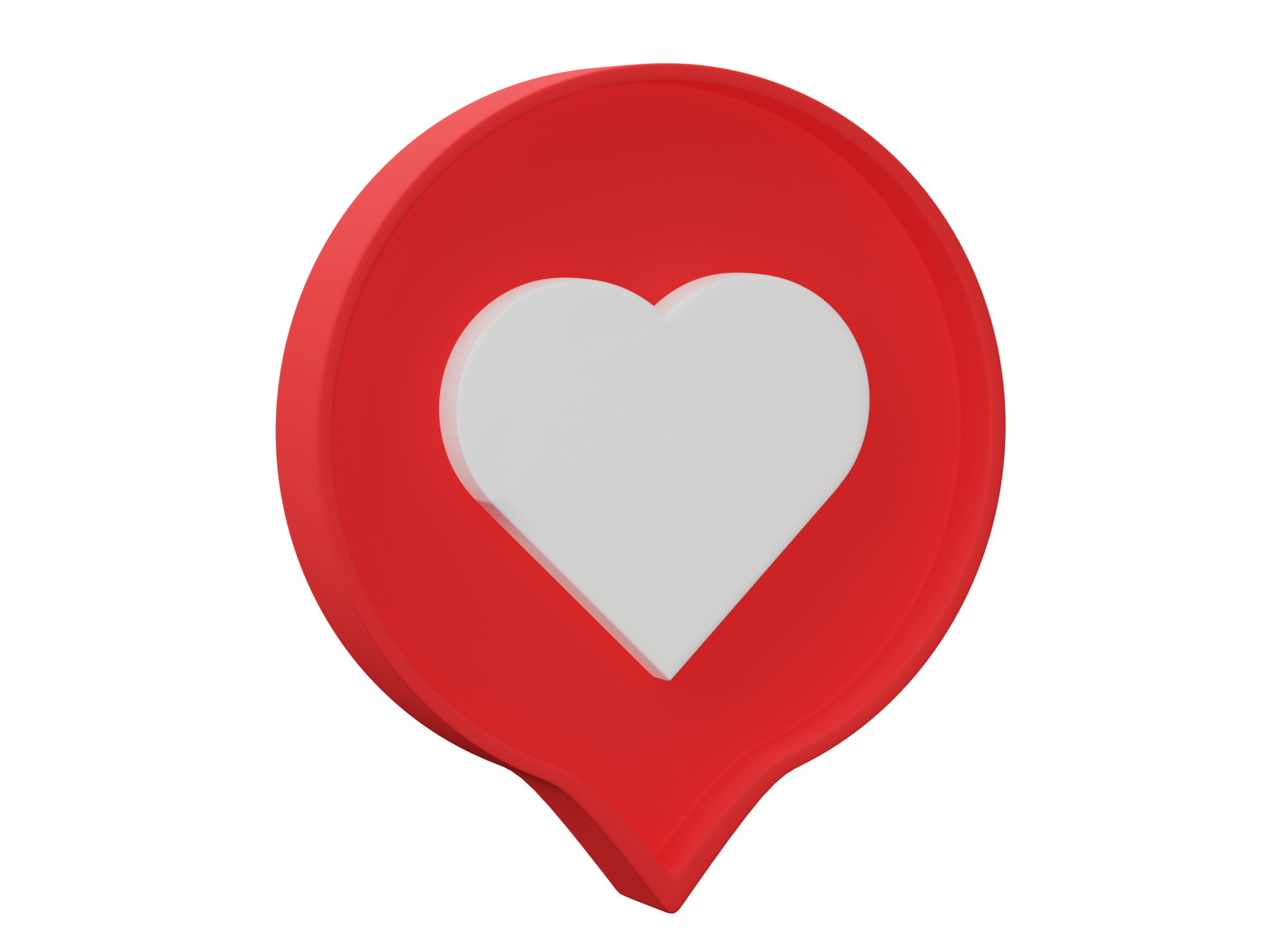 3D Render, 3D Illustration. Heart text box isolated on transparent