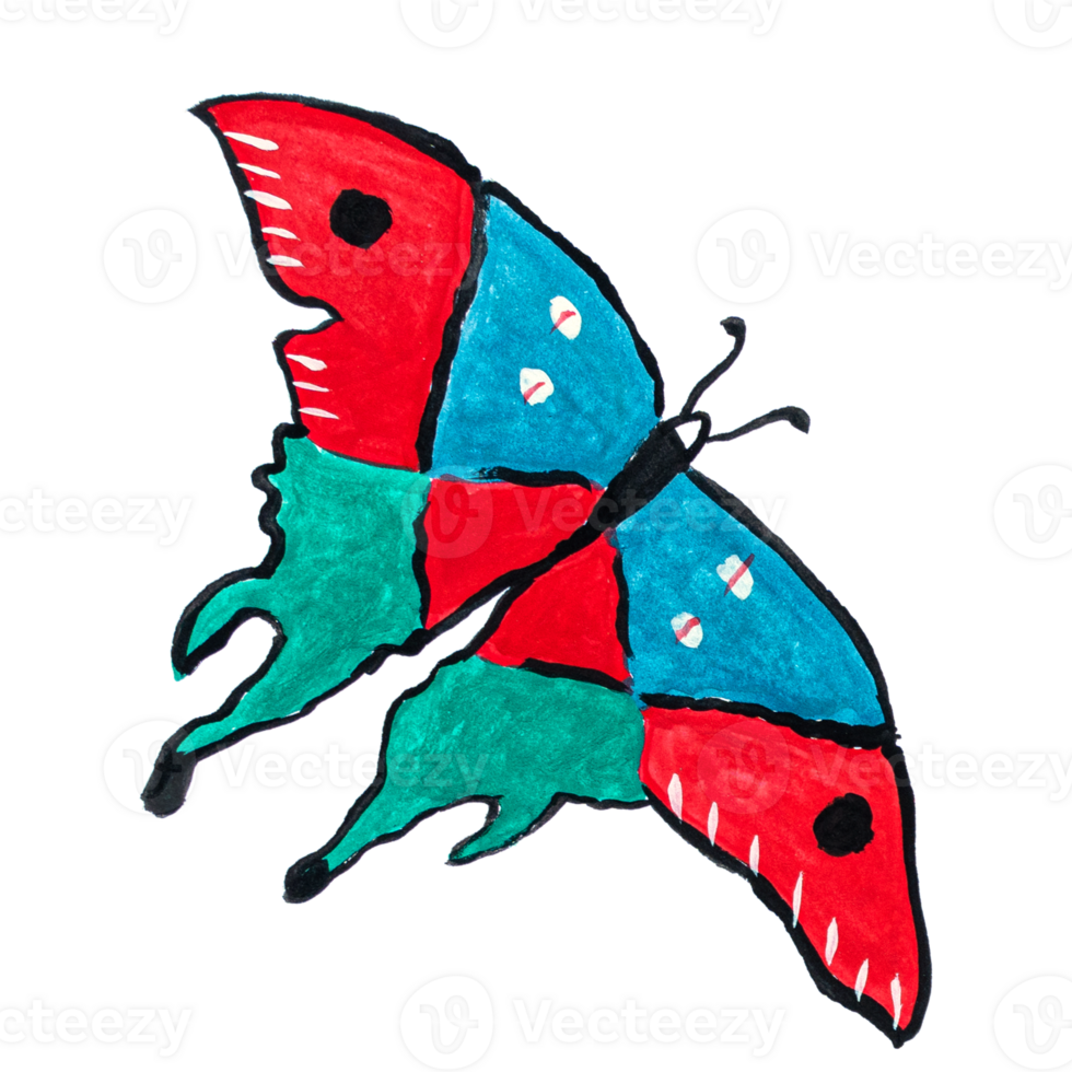 Hand-painted watercolor butterflies isolated on transparent background PNG file.