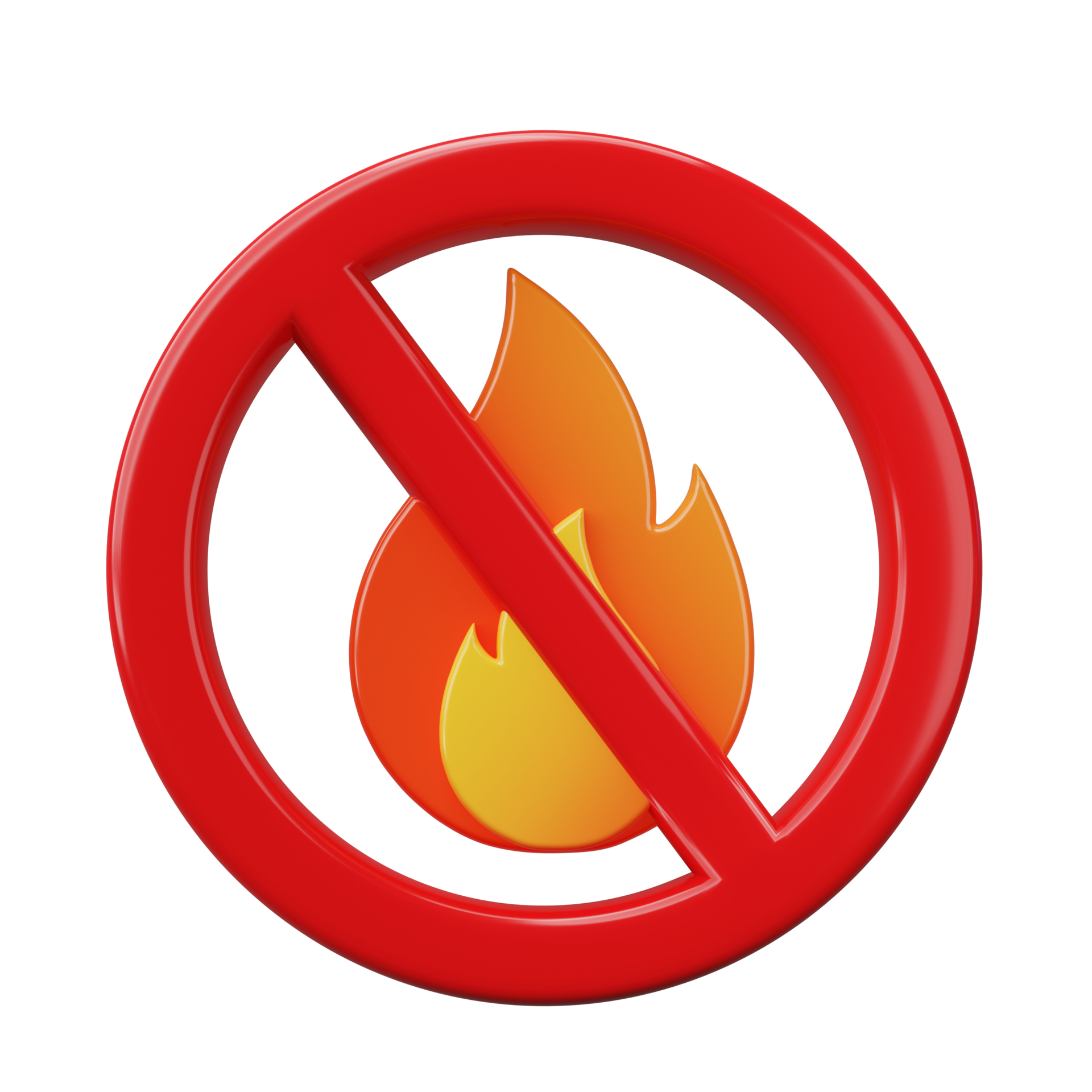 3D Render, 3D Illustration. No fire. Prohibited open fire flames
