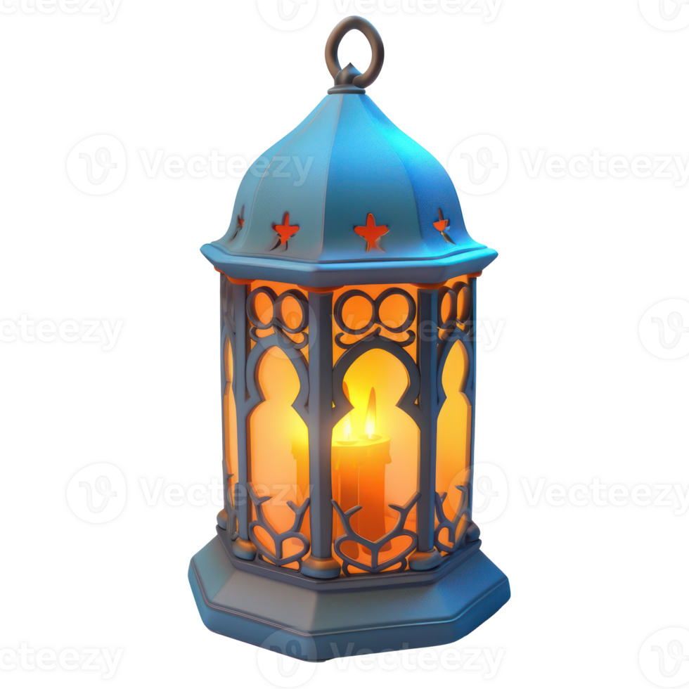 ai gerado tradicional árabe lanterna com brilhando vela para acolhedor ambiente e decoração. Ramadã dia conceito com transparente fundo png