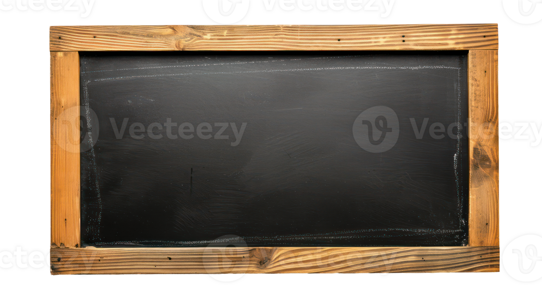 AI generated Empty black chalkboard with wooden frame background on transparent background png
