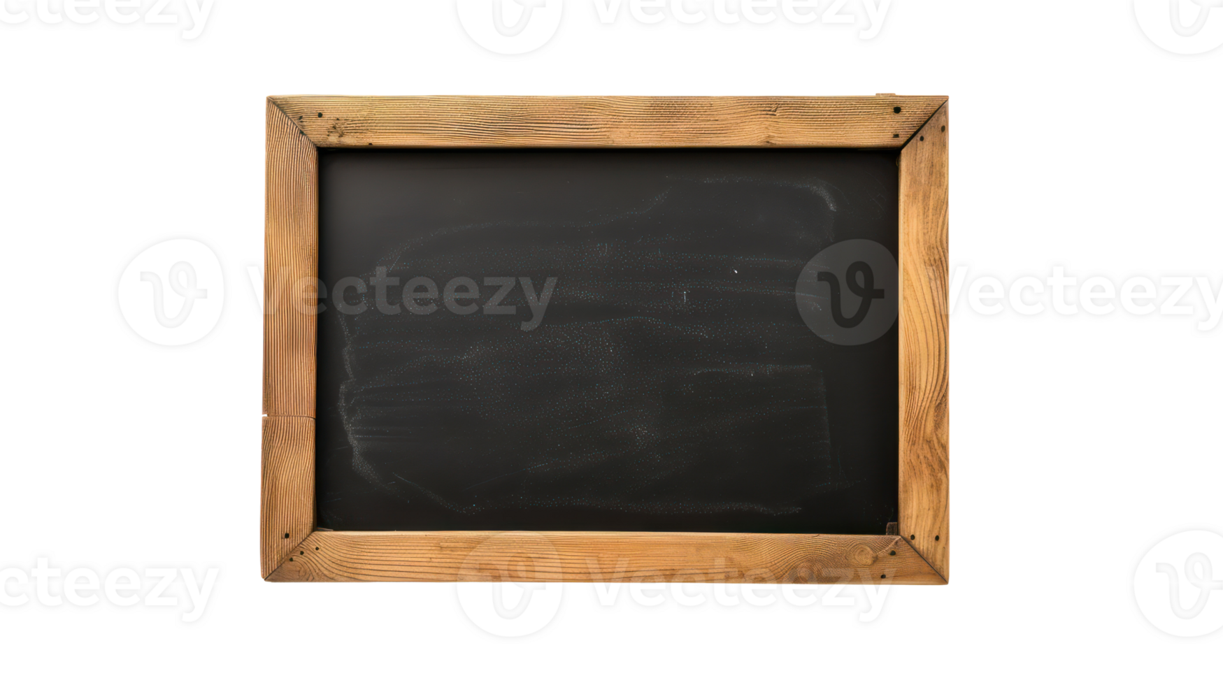 AI generated Empty black chalkboard with wooden frame background on transparent background png