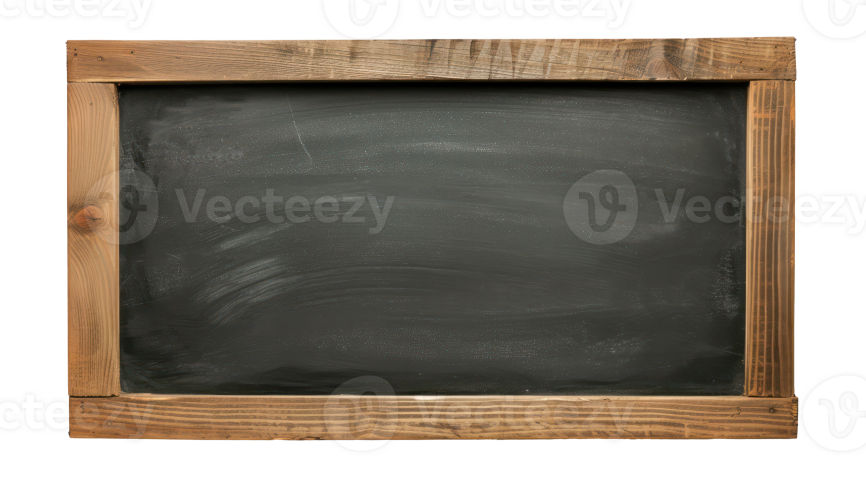 AI generated Empty black chalkboard with wooden frame background on transparent background png