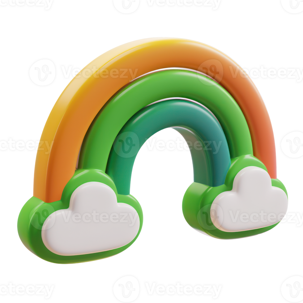 AI generated Colorful rainbow arc with fluffy clouds in bright sky. St. Patrick's day concept on transparent background png