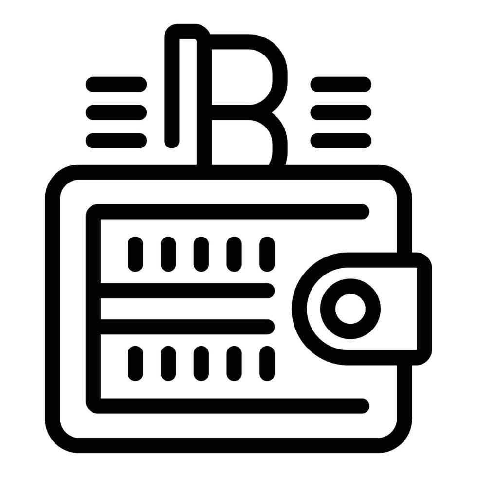 Bitcoin currency wallet icon outline vector. Digital monetary investment vector