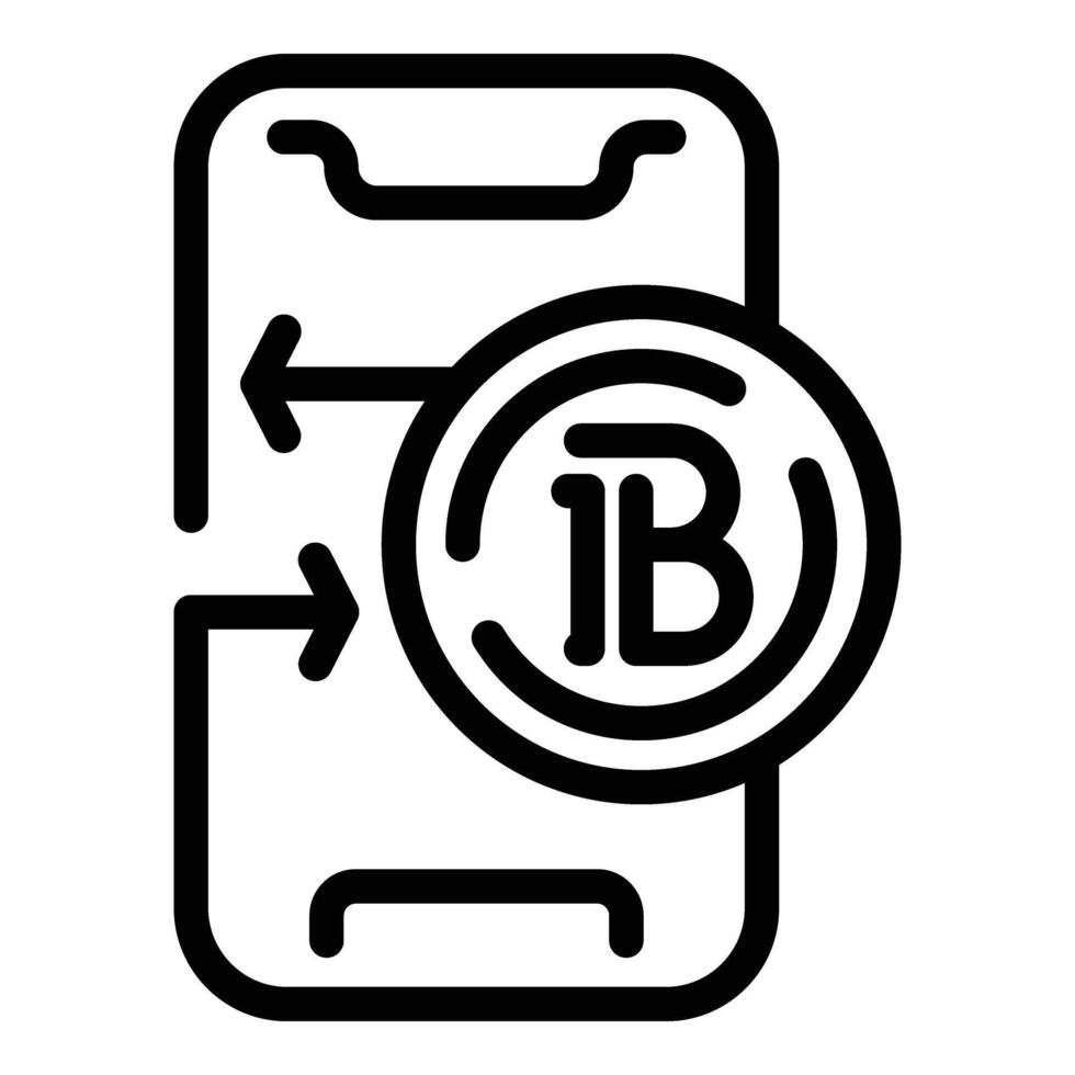 Bitcoin mobile wallet icon outline vector. Digital currency vector