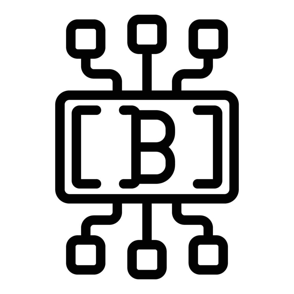 Bitcoin blockchain system icon outline vector. Digital exchange token vector