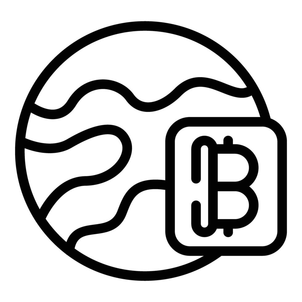 Global bitcoin currency icon outline vector. Worldwide digital transaction vector