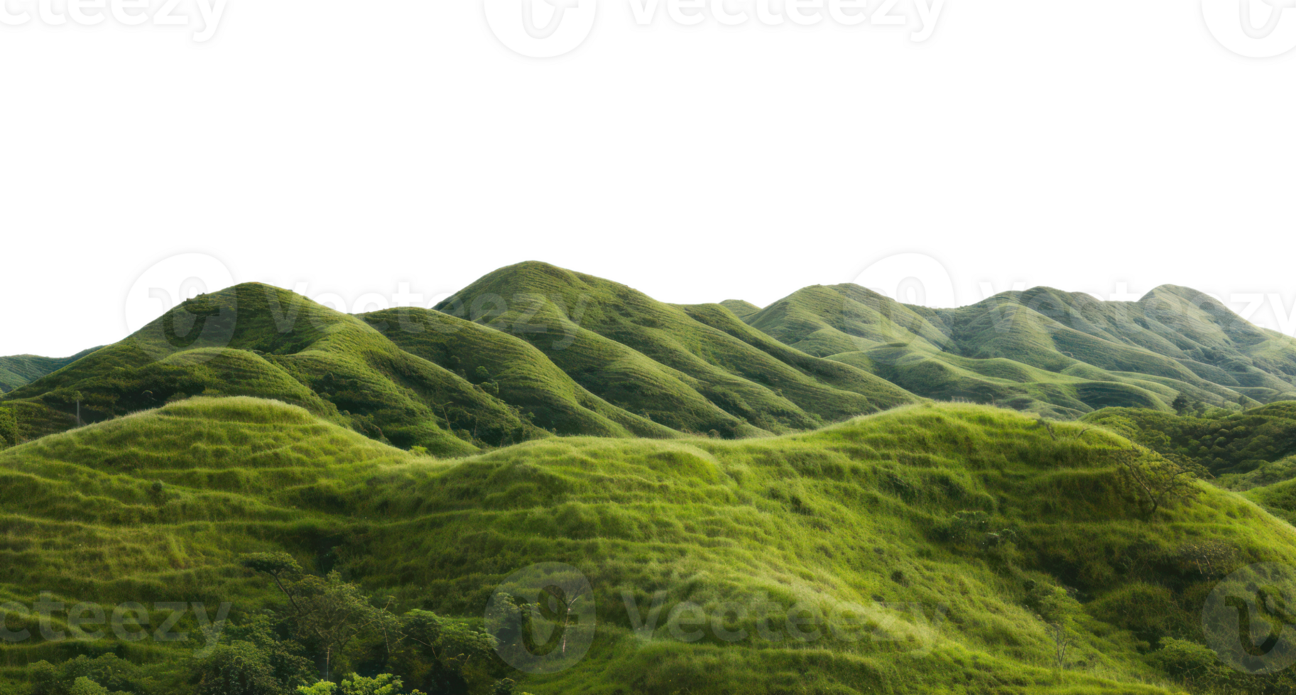 AI generated Serene green rolling hills in a peaceful countryside landscape on transparent background png