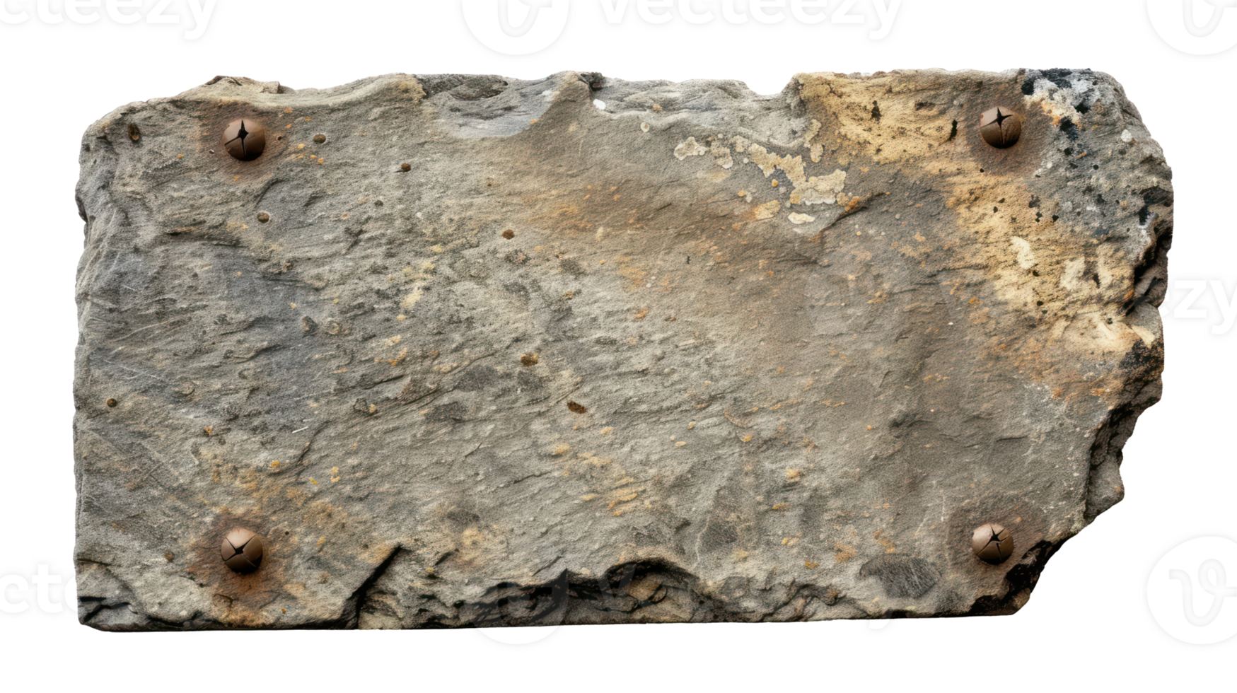 AI generated Ancient grey stone plaque with rough texture on transparent background png