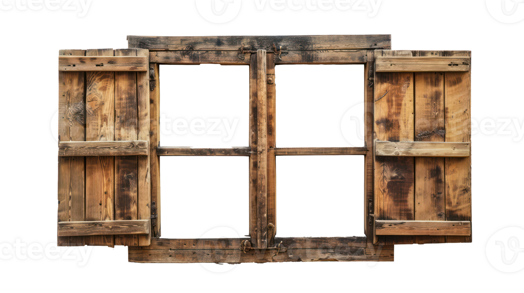 AI generated Rural wooden window on transparent background png