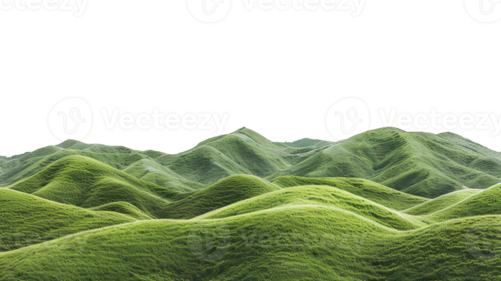 AI generated Serene green rolling hills in a peaceful countryside landscape on transparent background png