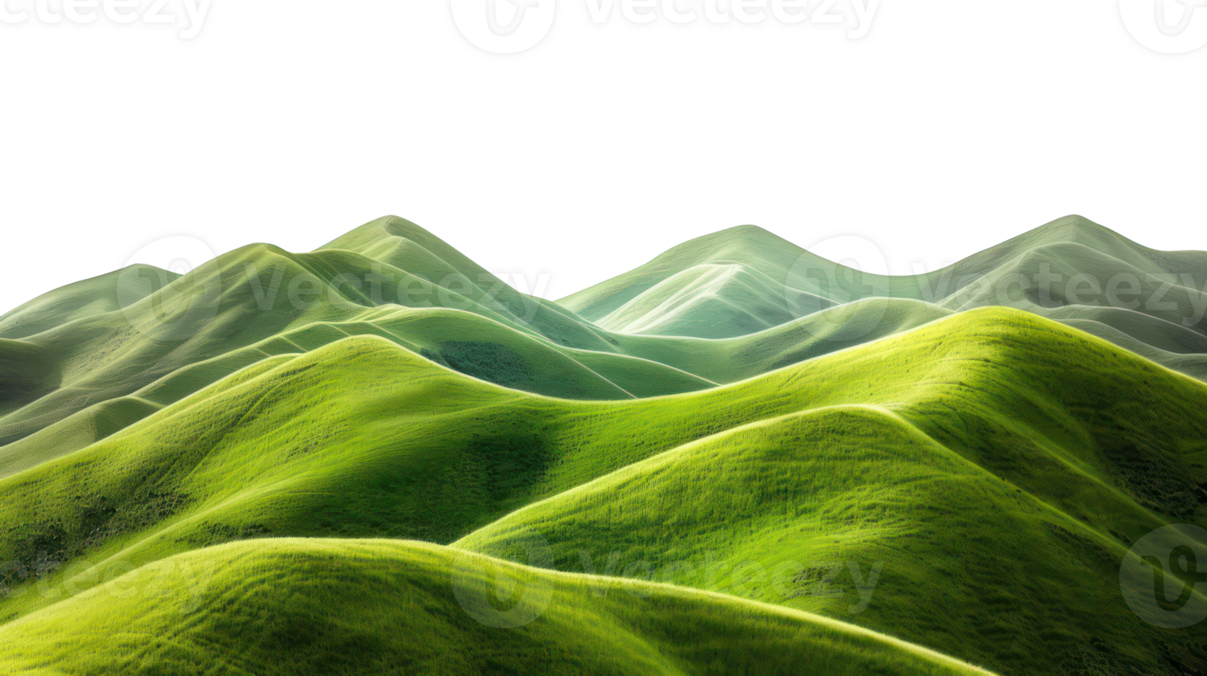 AI generated Serene green rolling hills in a peaceful countryside landscape on transparent background png