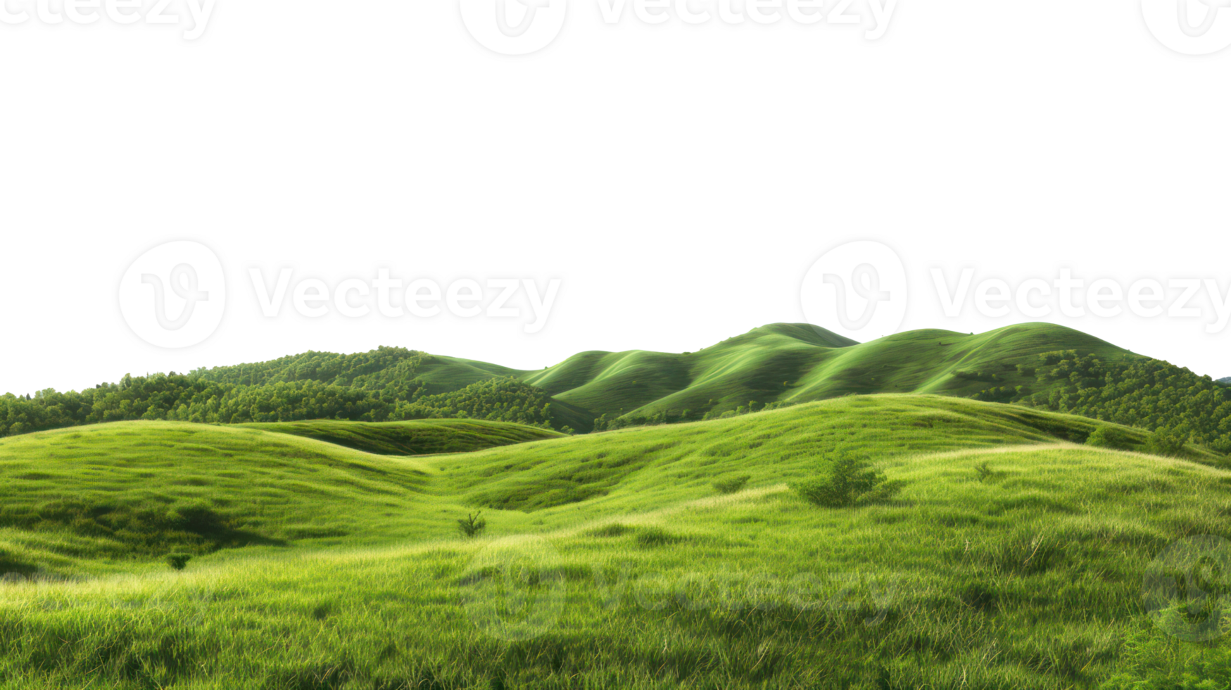 AI generated Serene green rolling hills in a peaceful countryside landscape on transparent background png