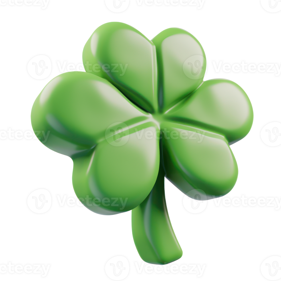 AI generated Lucky four-leaf clover symbol of Irish fortune. St. Patrick's day concept on transparent background png