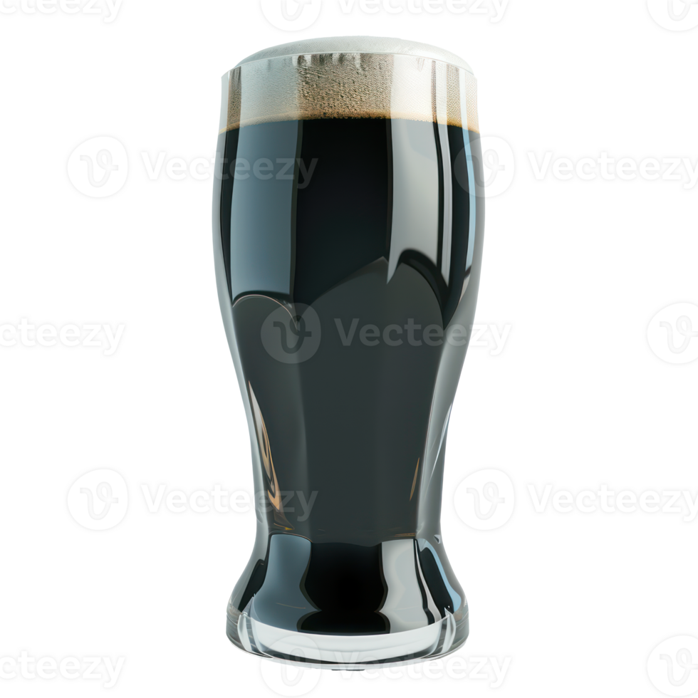 AI generated Pint glass of dark stout beer with rich foam. St. Patrick's day concept on transparent background png