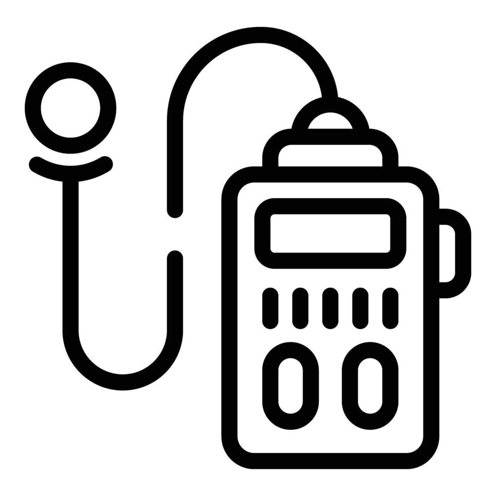 Portable lavalier mic icon outline vector. Clothing neck microphone vector
