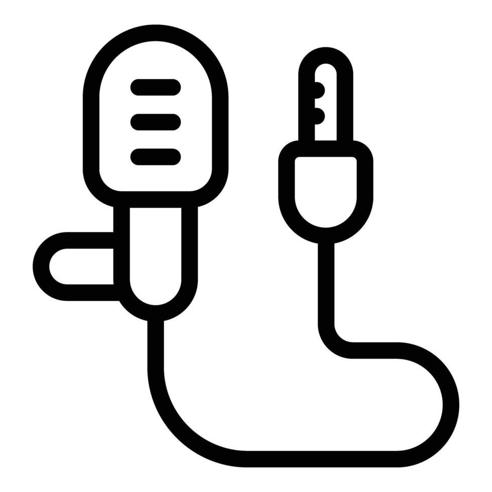 Miniature microphone icon outline vector. Lavalier collar mic vector