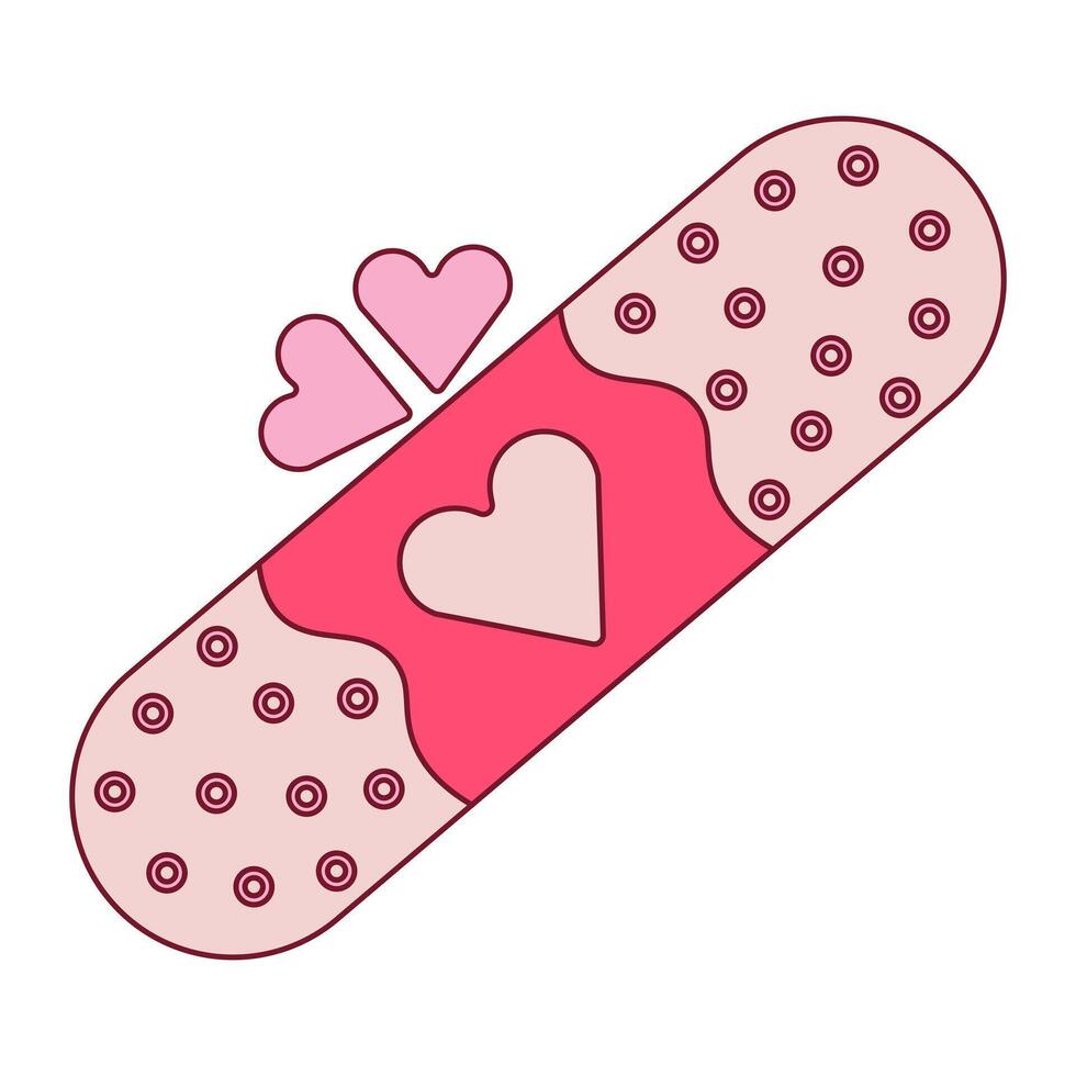 Heart tape plaster concept flat design style. Plaster on heart vector