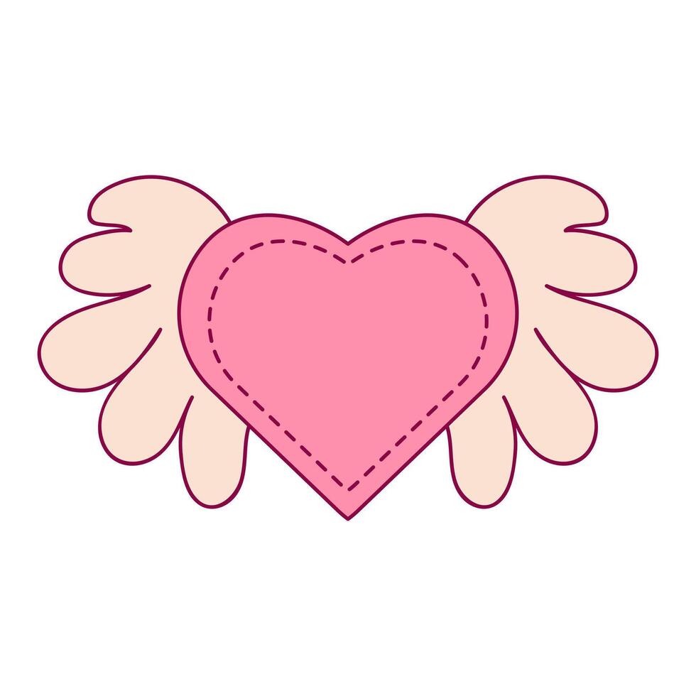 Cute heart with wings on a white background vector