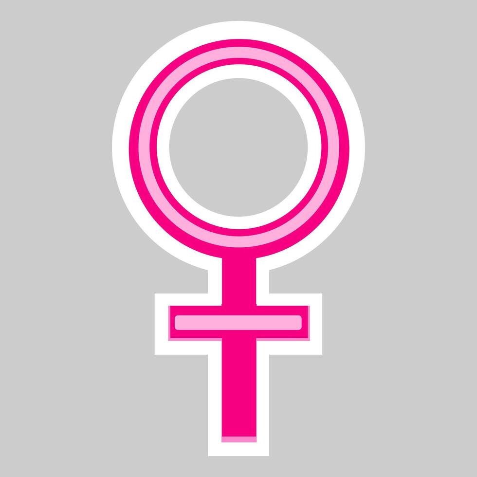 Female symbol isolated on gray background. Gender symbol pink vector