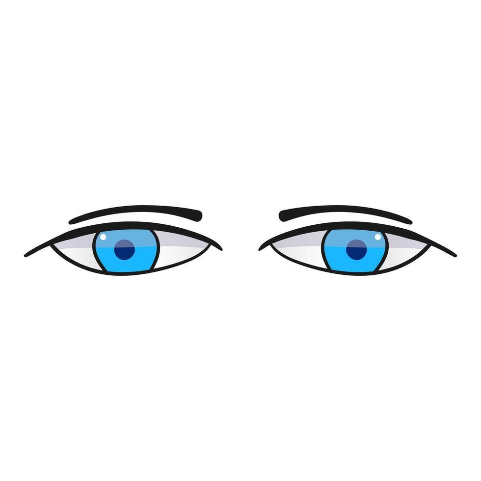 Female blue eyes comic isolated on white background. Hand drawn open female eyes vector