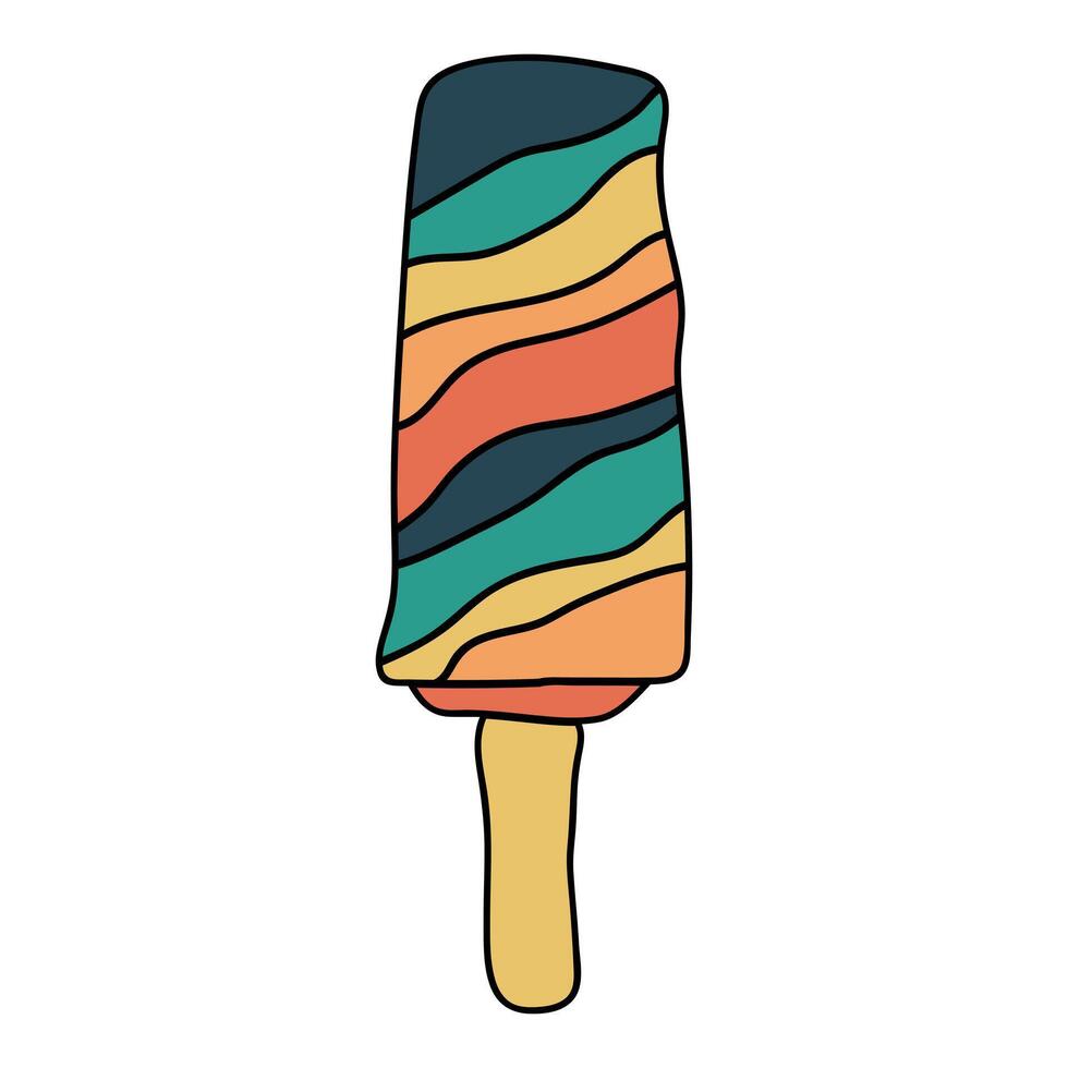 Vintage cartoon Ice cream in retro style Nostalgia. Hand Drawn retro style vector