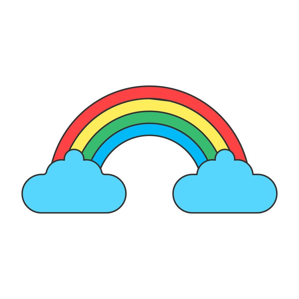 Rainbow and clouds, Weather on isolated white background vector