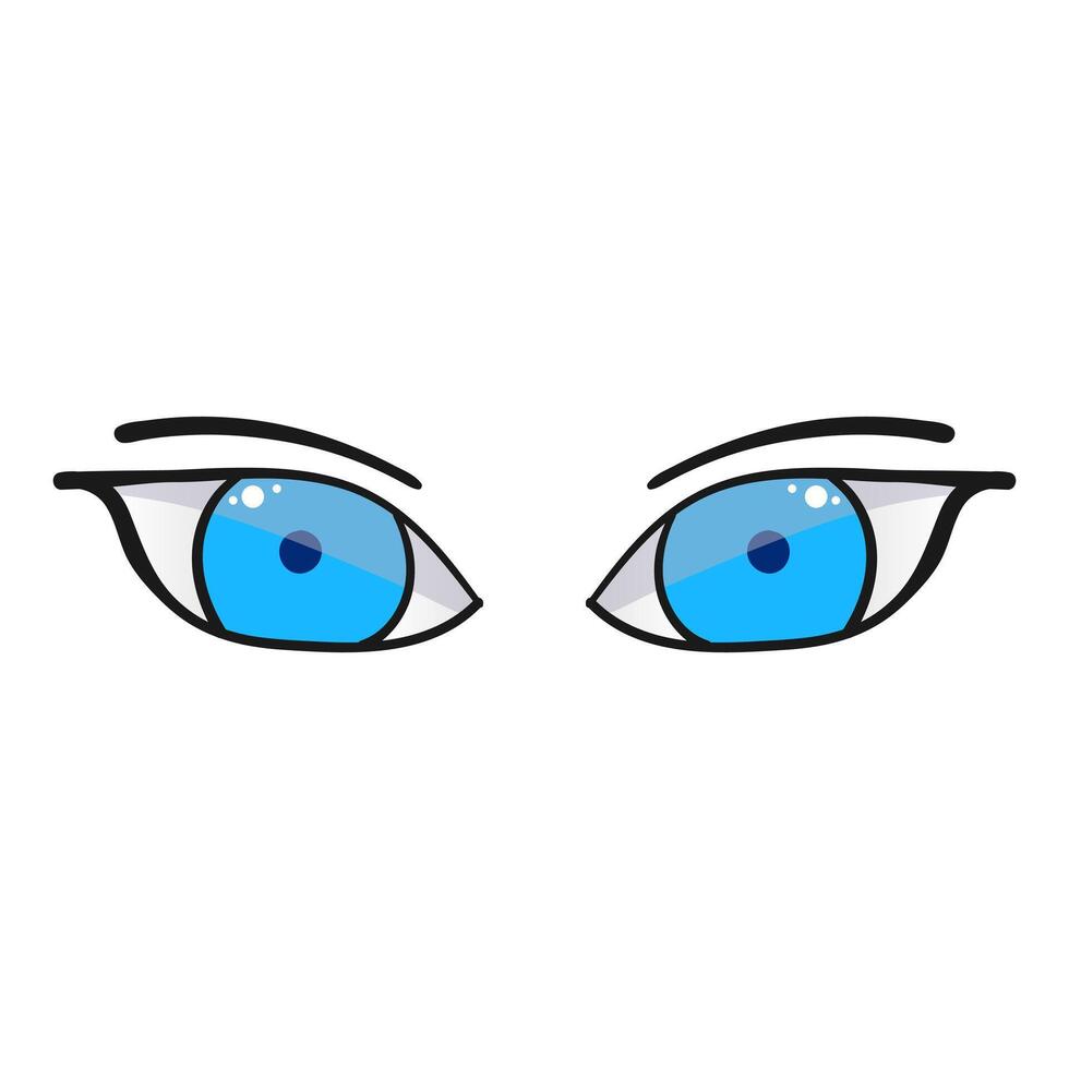 Female blue eyes comic isolated on white background. Hand drawn open female eyes vector