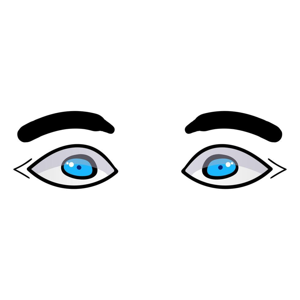 hombre azul ojos cómic aislado en blanco antecedentes. mano dibujado abierto ojos vector