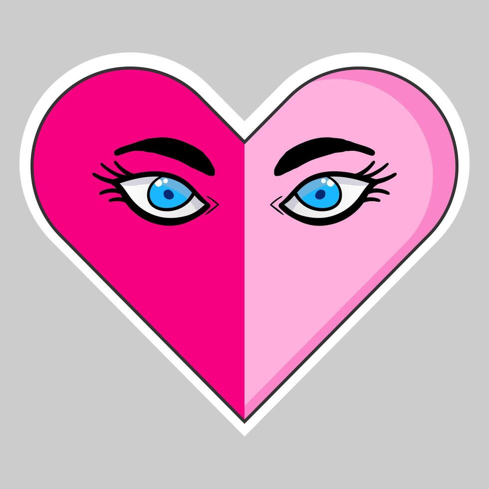 Love eye flat symbol with heart vector