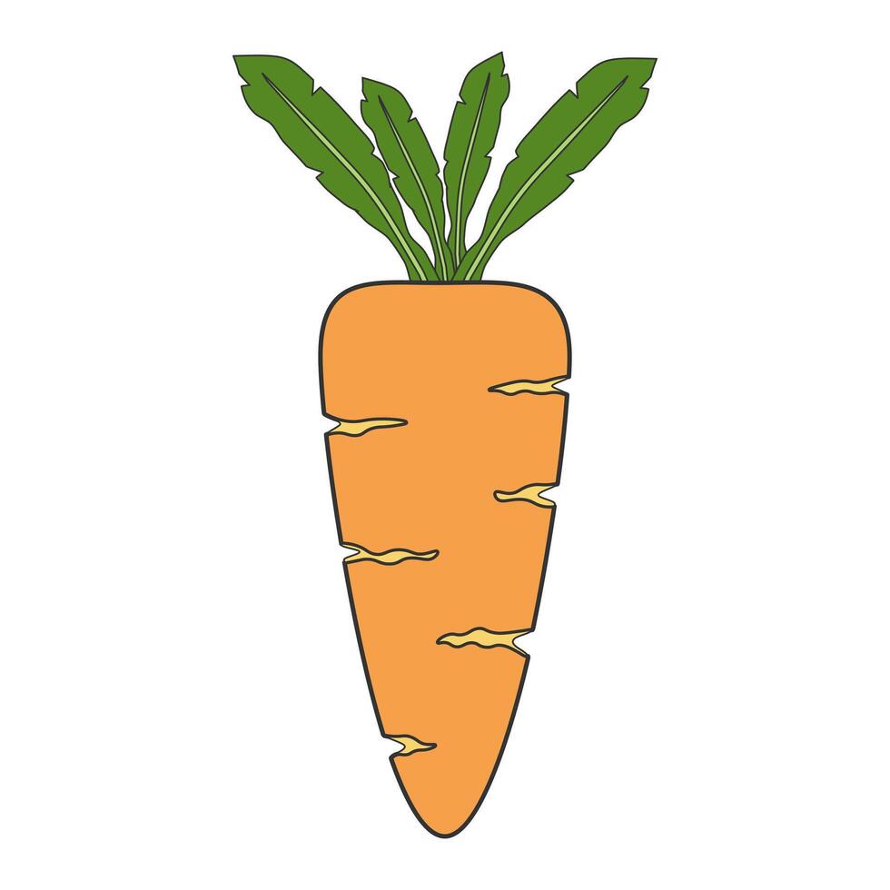 naranja Zanahoria con verde hoja cima. vegetales en plano estilo vector