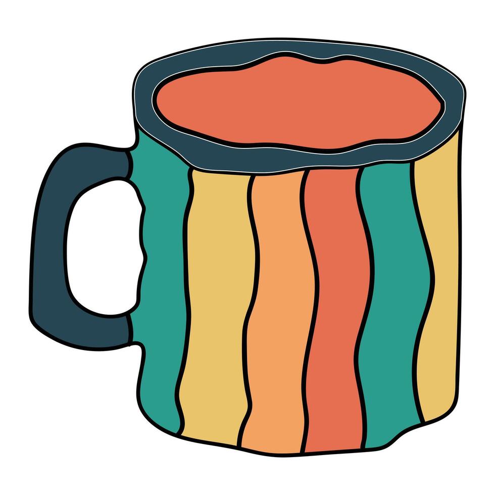 Camping mug retro old. Hand Drawn retro style vector