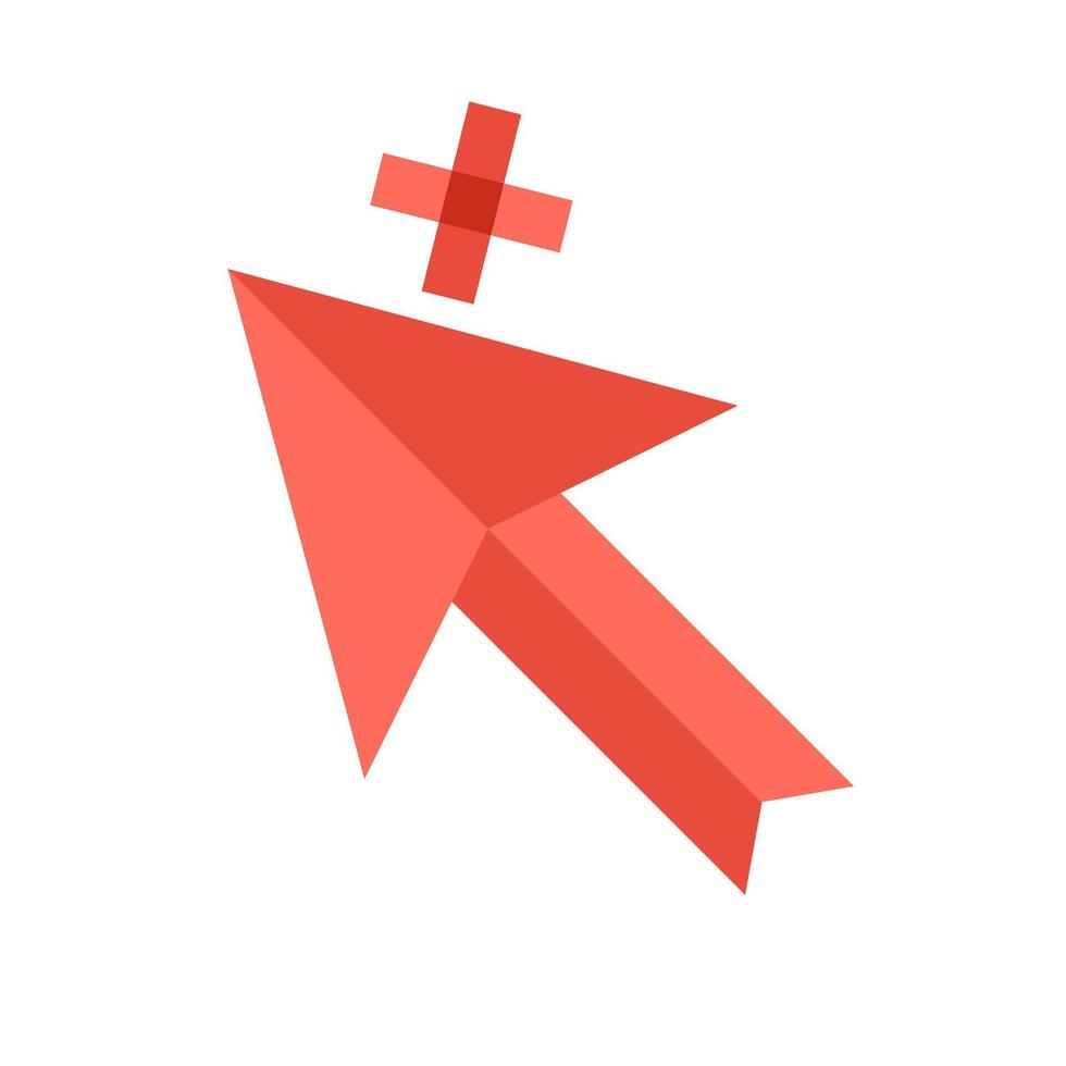 Flat red pointer cursor arrow. Computer mouse click closed mark vector