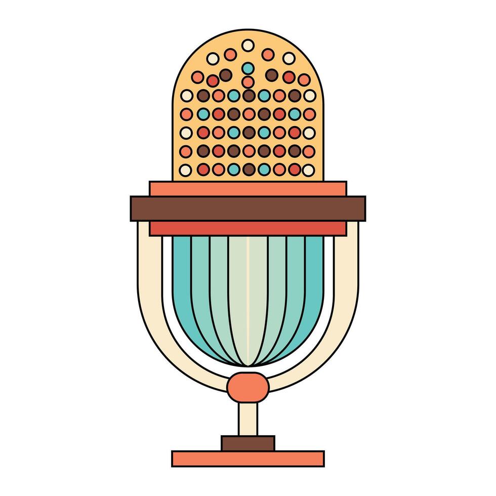 Retro, vintage microphone isolated on white background vector