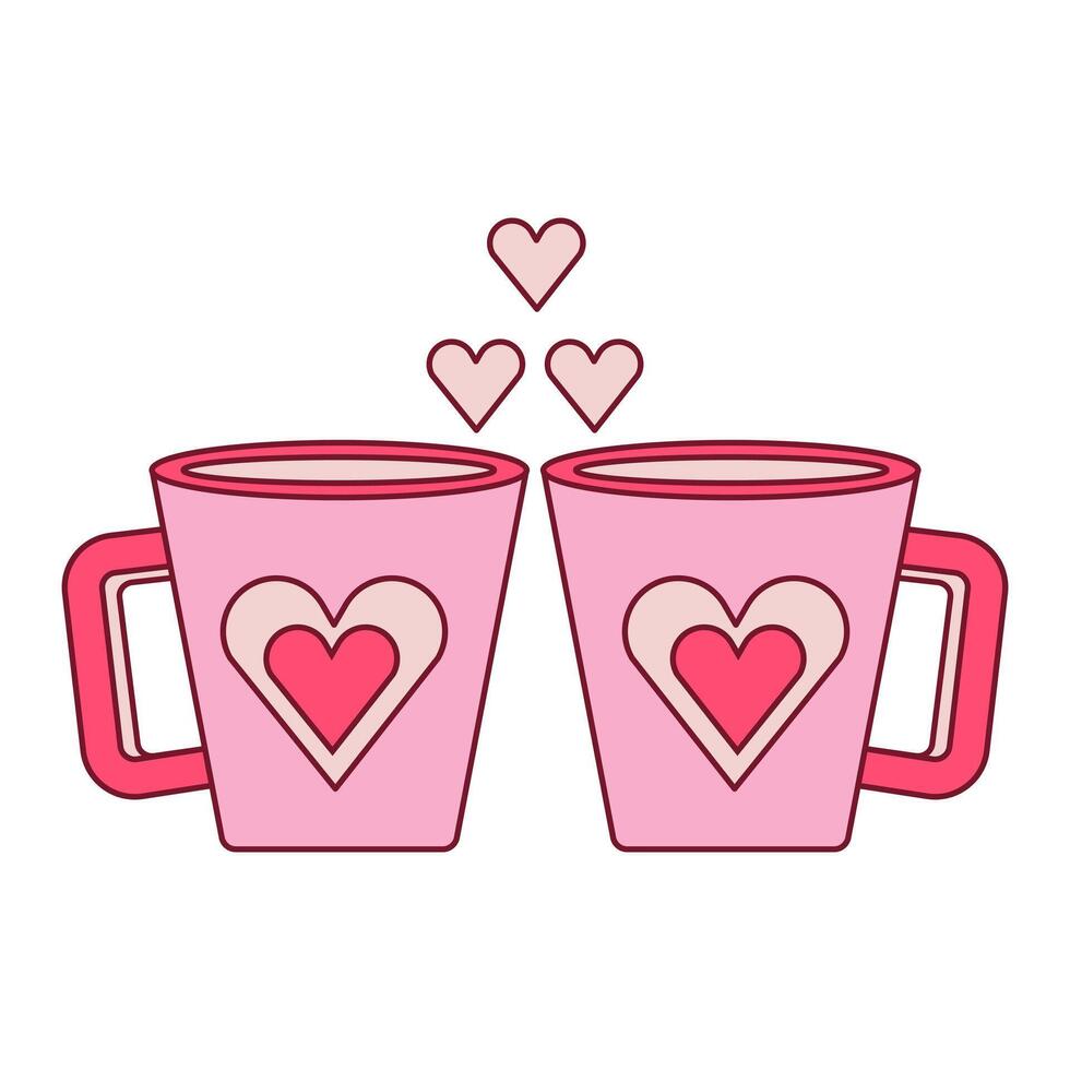 corazón en el plastico taza. café tazas con corazón vector