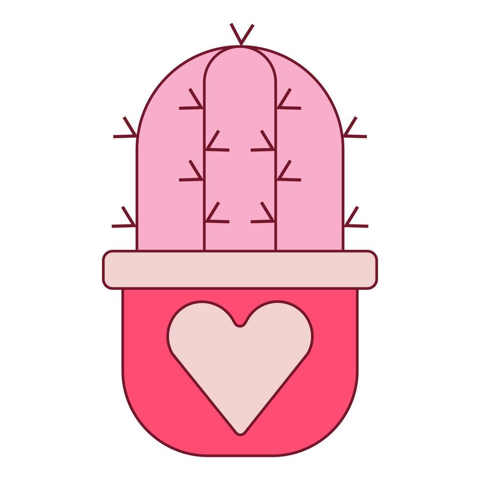 Cute love cactus. Heart cactus elements vector