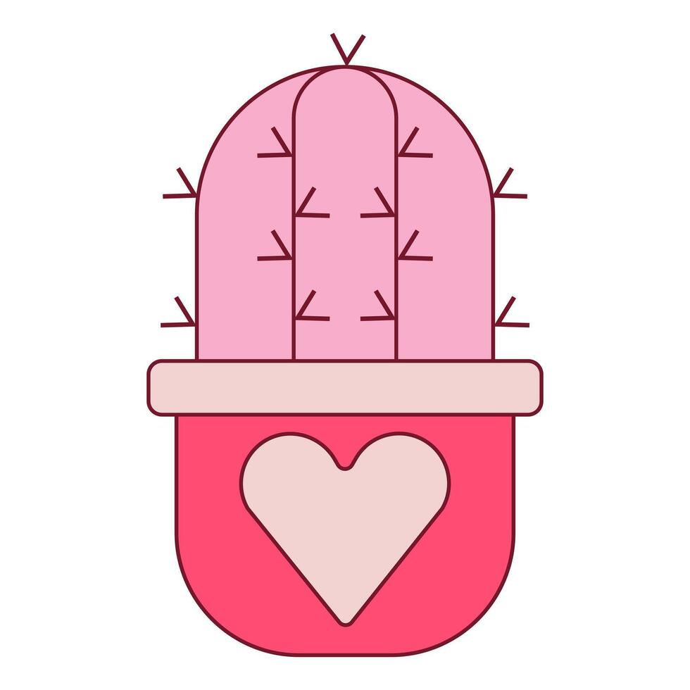 Cute love cactus. Heart cactus elements vector