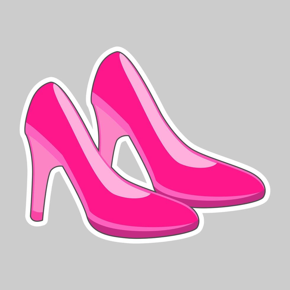 Pink high heels shoes. Fashion of woman wearing pink shoes vector